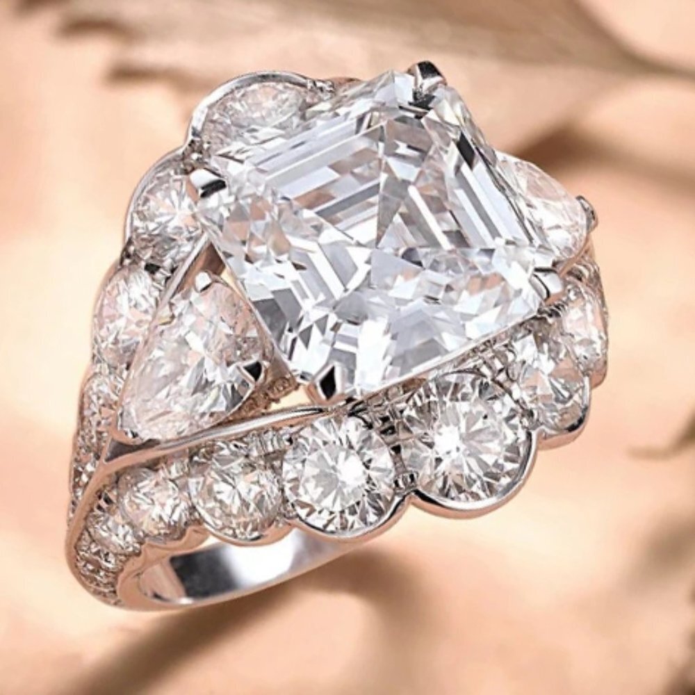 😍Princess Cut Zircon Square Silver Plated Fashion Ring for Women/Girl, L002